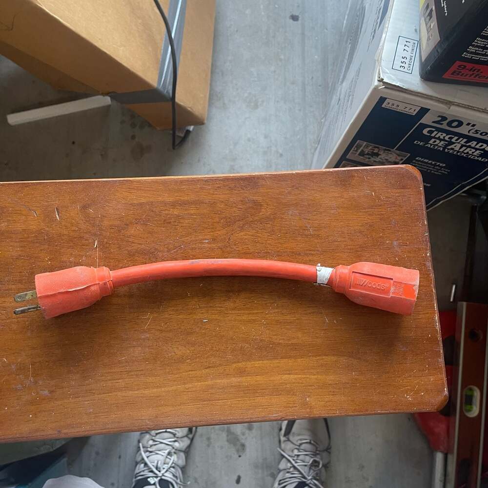 Woods 1-Foot HD 12/3 SJTW Power Adapter Cord NEMA 5-15P to NEMA L5-30R